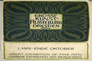 Plakat für die Große Ausstellung der Schönen Künste auf der Grand Exposition des Beaux-Arts in Dresden, Deutschland, 1904, mit fettgedrucktem Text, der das Ereignis ankündigt.