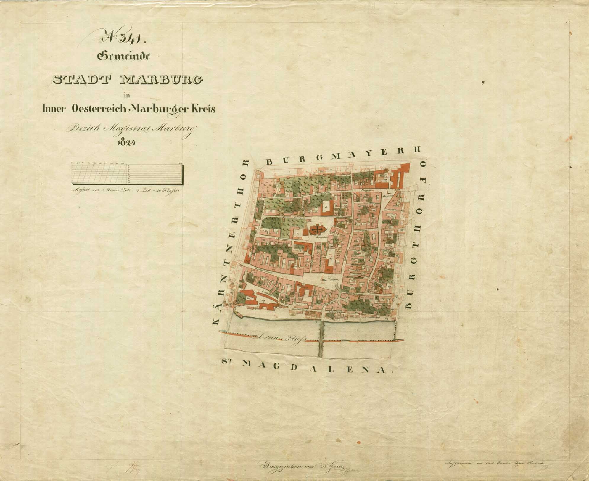 Detailierte alte Stadtplan von Stadt Marburg mit Straßen, Gebäuden, Sehenswürdigkeiten und Text mit Bevölkerungs- und Standortinformationen.