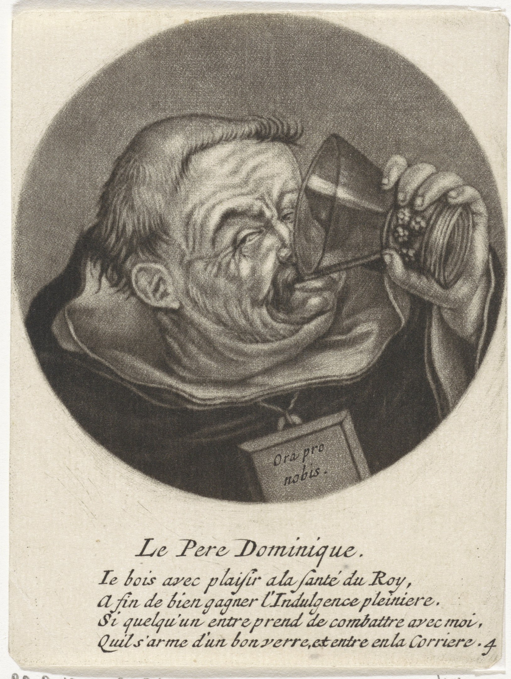 Alter Mann mit kurzen dunklen Haaren, ernster Gesichtsausdruck und geschlossenen Augen, der aus einem Glas trinkt, das er in seiner rechten Hand hält.
